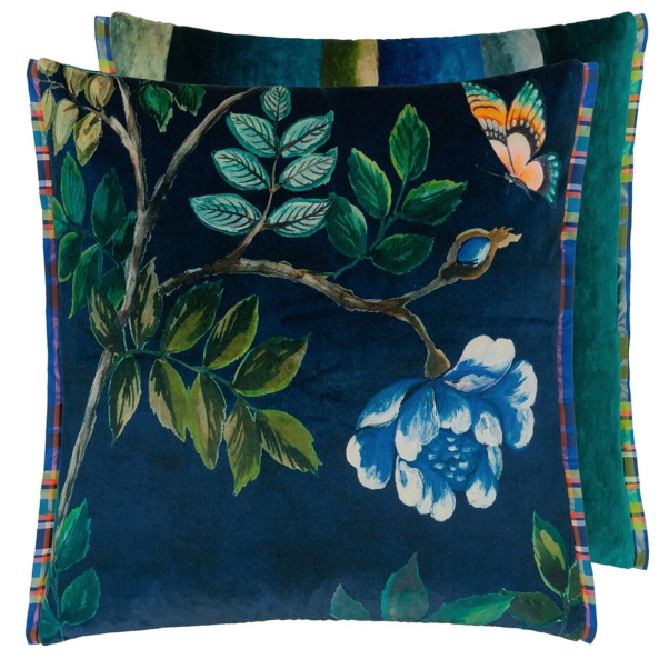 Porcelaine de Chine Velours Indigo Kudde