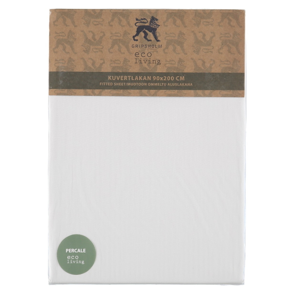 ECO Percale Dra-på lakan Vit 120x200 cm