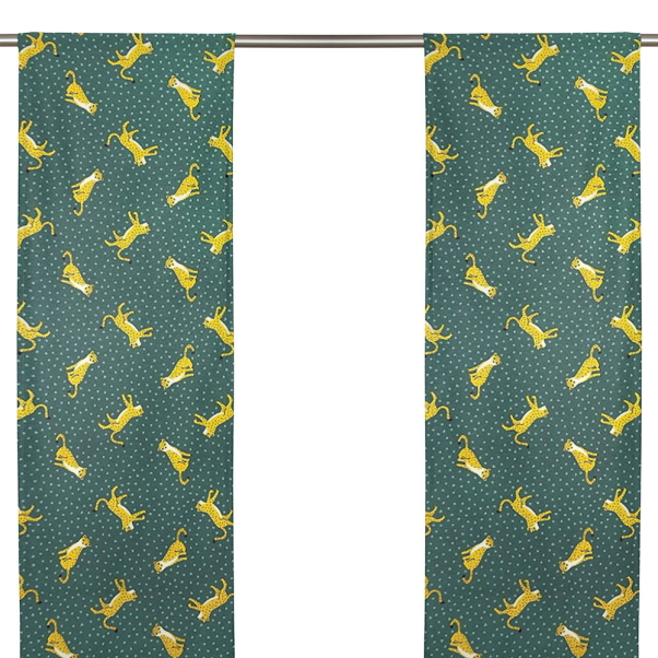 Leo Leopard Grön Panelgardin