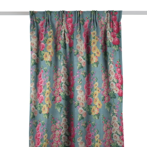 Hollyhocks Petrol Blue/Multi Gardinlängd