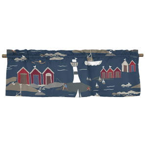 Kust Marinblå Veckad gardinkappa